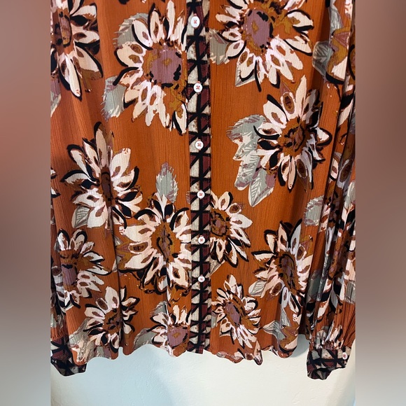 Free People Floral Blouse - Orange and Pink - Picture 5 of 8